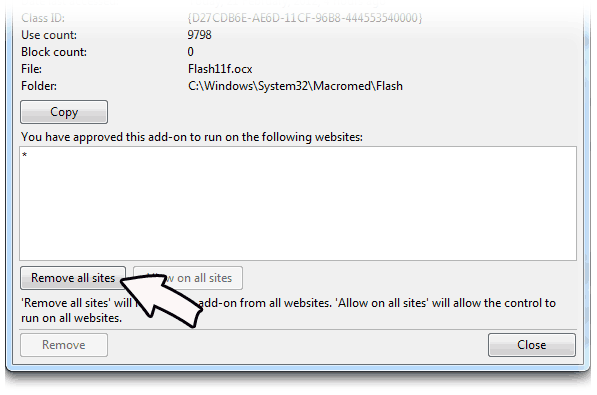 Remove all websites