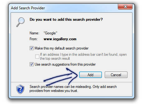 Add-on confirmation box add search provider